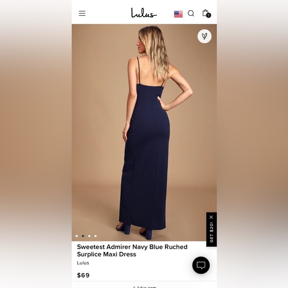 Lulus Sweetest Admirer Navy Blue Ruched Surplice Maxi Dress new with tags - Picture 3 of 5